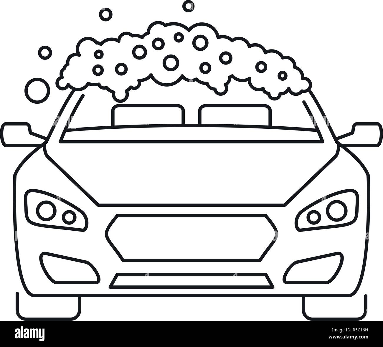 Ilustración de lavado de autos. el coche está en espuma de jabón.