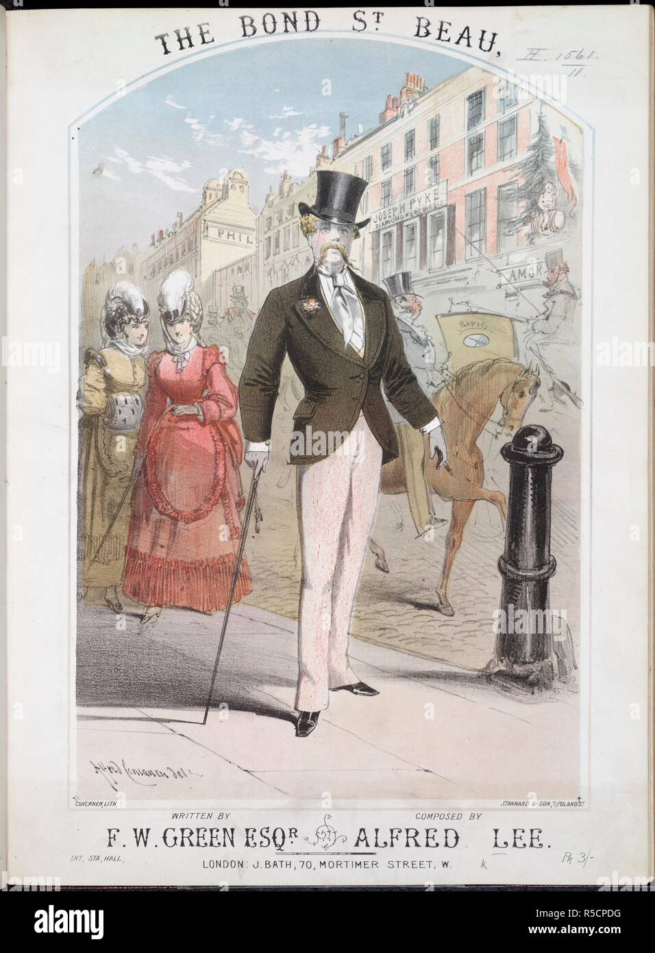 El Bond St. Beau. Stannard \u0026 Hijo; Impresora; baño, J. ; ; de Londres 1873.  Música impresa y cubierta ilustrada; Litografía, de colores. Music Hall  intérpretes especializados en retratar al hombre de