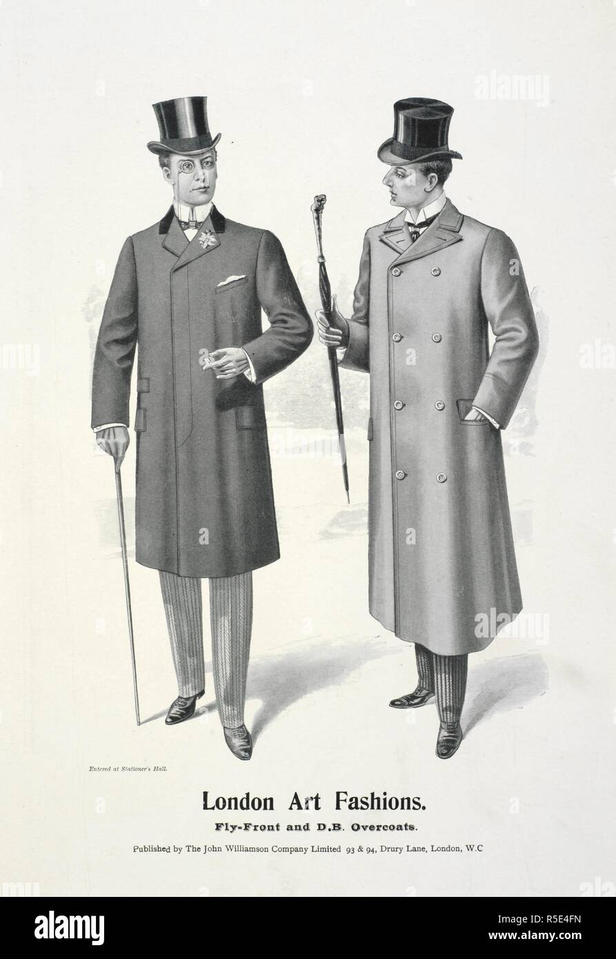 Fly-delantero y M.S abrigos. Londres Arte Moda oficial. Londres, 1900.  Fuente: revista de moda de arte de Londres, 1900, página 2 Fotografía de  stock - Alamy
