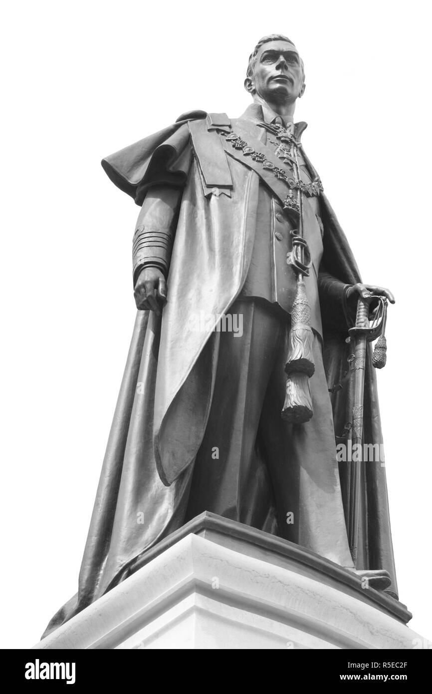 Estatua del rey Jorge VI de Gran Bretaña, en el Mall, Westminster, Londres, Reino Unido. George Vl ocupó el trono británico desde 1936 hasta su muerte en 1952. Foto de stock
