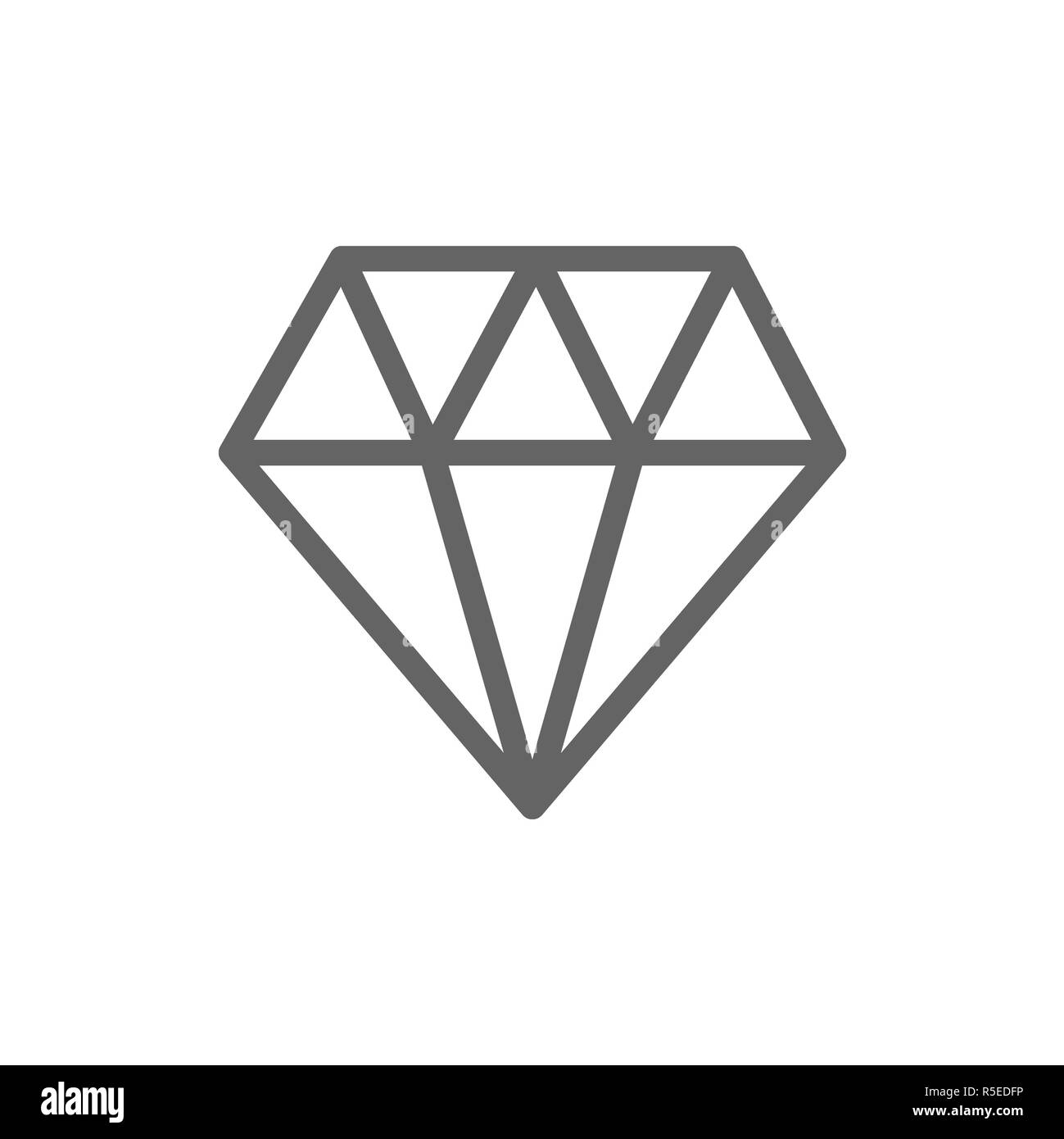 Icono de línea diamante simple. Símbolo y señal, diseño de ilustraciones.  Aislado sobre fondo blanco Fotografía de stock - Alamy