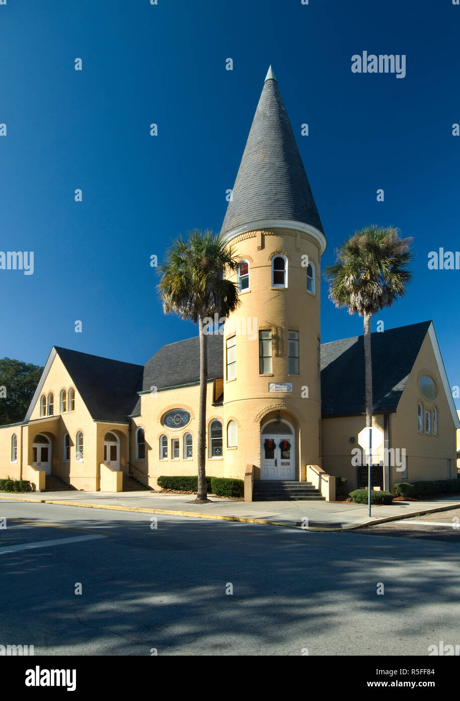 Ee.Uu., Florida, San Agustín, Ciudad Antigua Iglesia Bautista, histórico, Torre de Norman Foto de stock