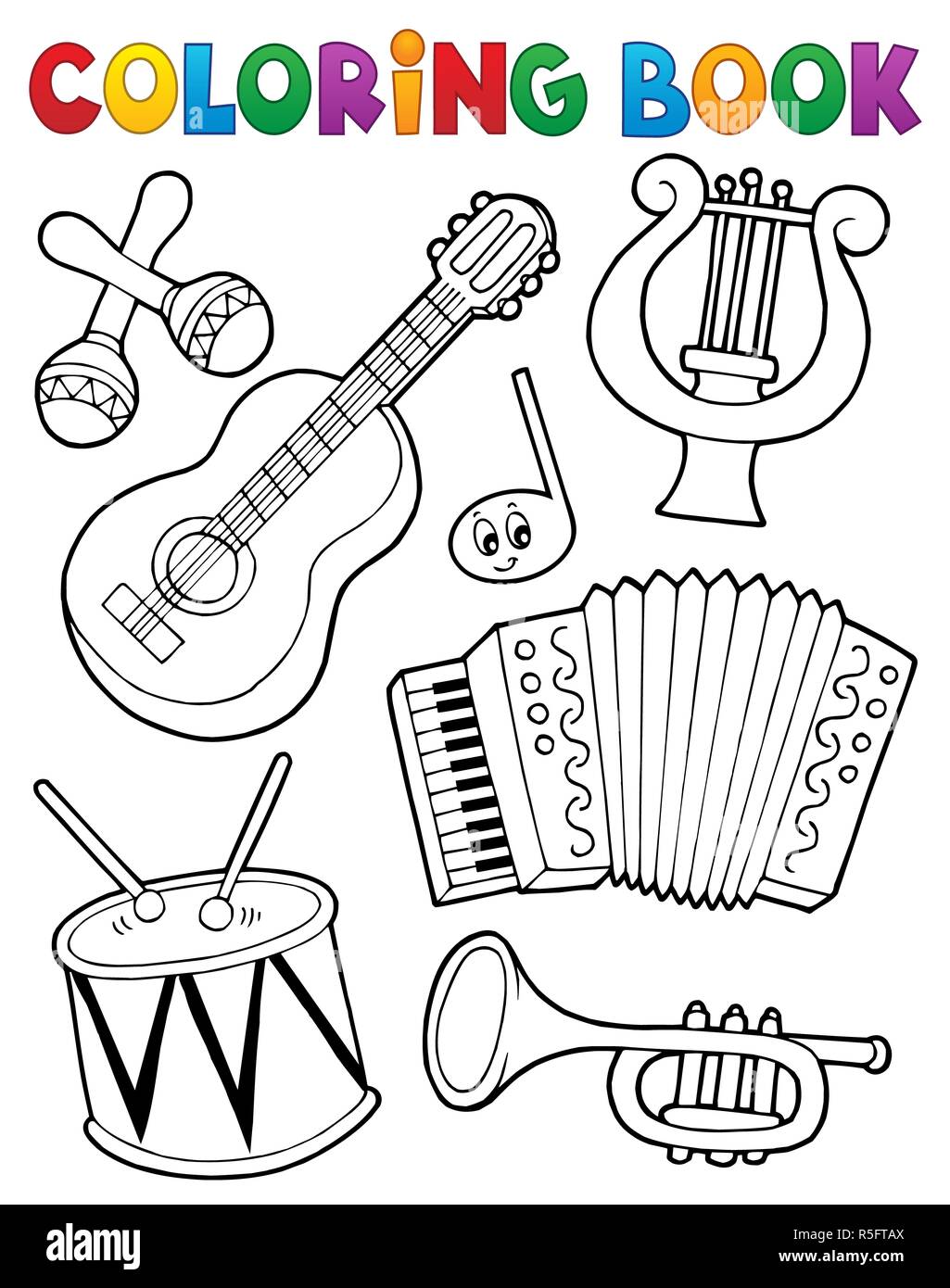 Libro de Colorear instrumentos musicales 1 Fotografía de stock - Alamy