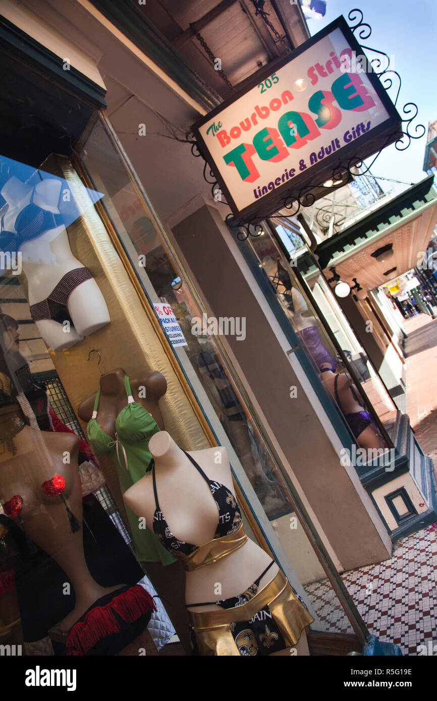 Estados Unidos, Louisiana, Nueva Orleans, el Barrio Francés, el Bourbon Street, el Bourbon Strip Tease shop Foto de stock