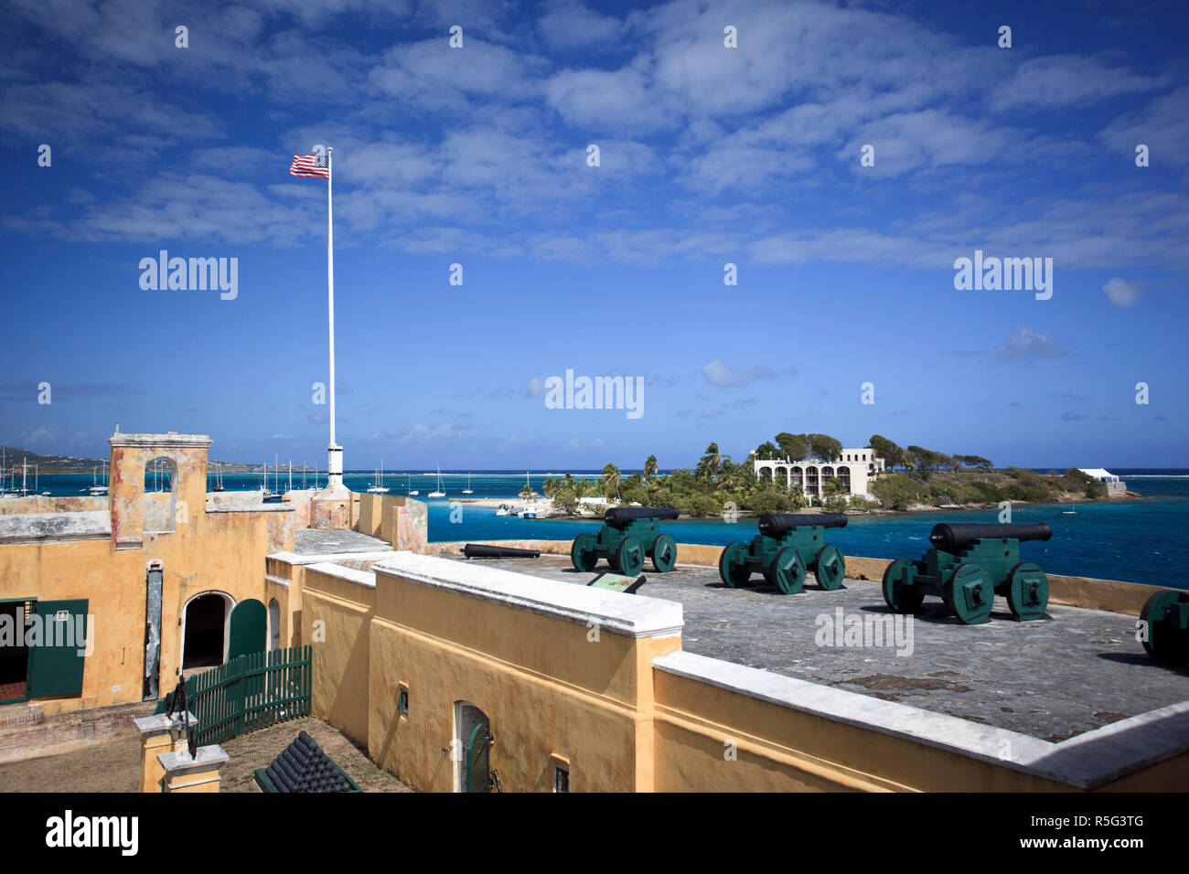 Caribe, Islas Vírgenes de los Estados Unidos, St. Croix, Christiansted, casco antiguo de la ciudad, Fort Christiansvaern Foto de stock