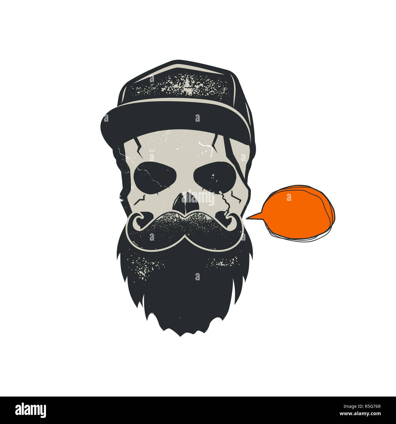 Grunge hipster cráneo emblema con cita burbuja, gorra y barba. Elegante  diseño vintage dibujados a mano. Ilustración de stock aislado sobre fondo  blanco Fotografía de stock - Alamy