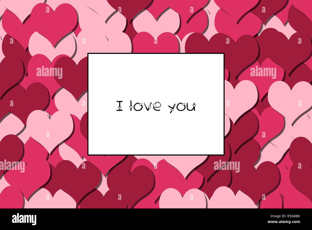 I Love You Tarjeta De Amor Con Corazones Rojo Cereza Como Fondo Fotografia De Stock Alamy