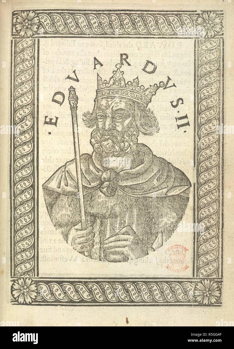 Edward II. La reservé este hotel, conteniendo el verdadero retrato del Co. de Londres: Impreso por Iohn de Beauchesne, 1597. Fuente: C.33.b.19. Idioma: Inglés. Foto de stock