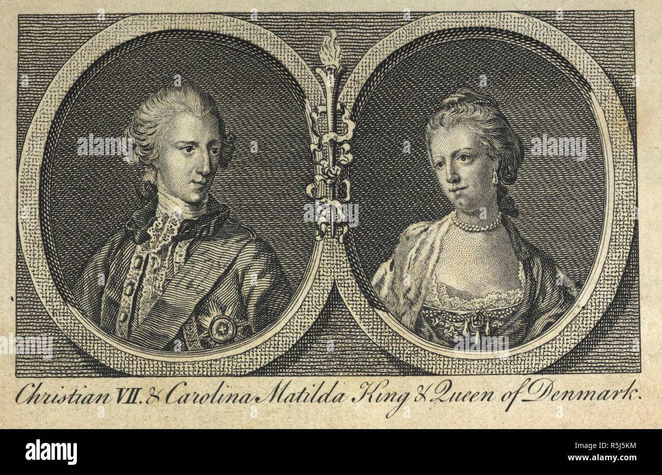 Christian VII & Carolina Matilda, el Rey y la reina de Dinamarca. Las damas'  propio memorando-libro; o de bolsillo diario oficial, para el año 1769. ...  Por una señorita. Londres : impresas