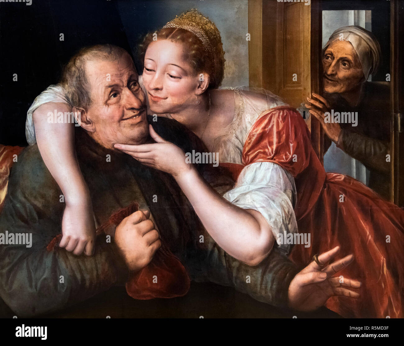 Los malos amantes conciliadas por Jan Matsys (Jan Massijs - c.1509-1575), óleo sobre panel, 1561 Foto de stock