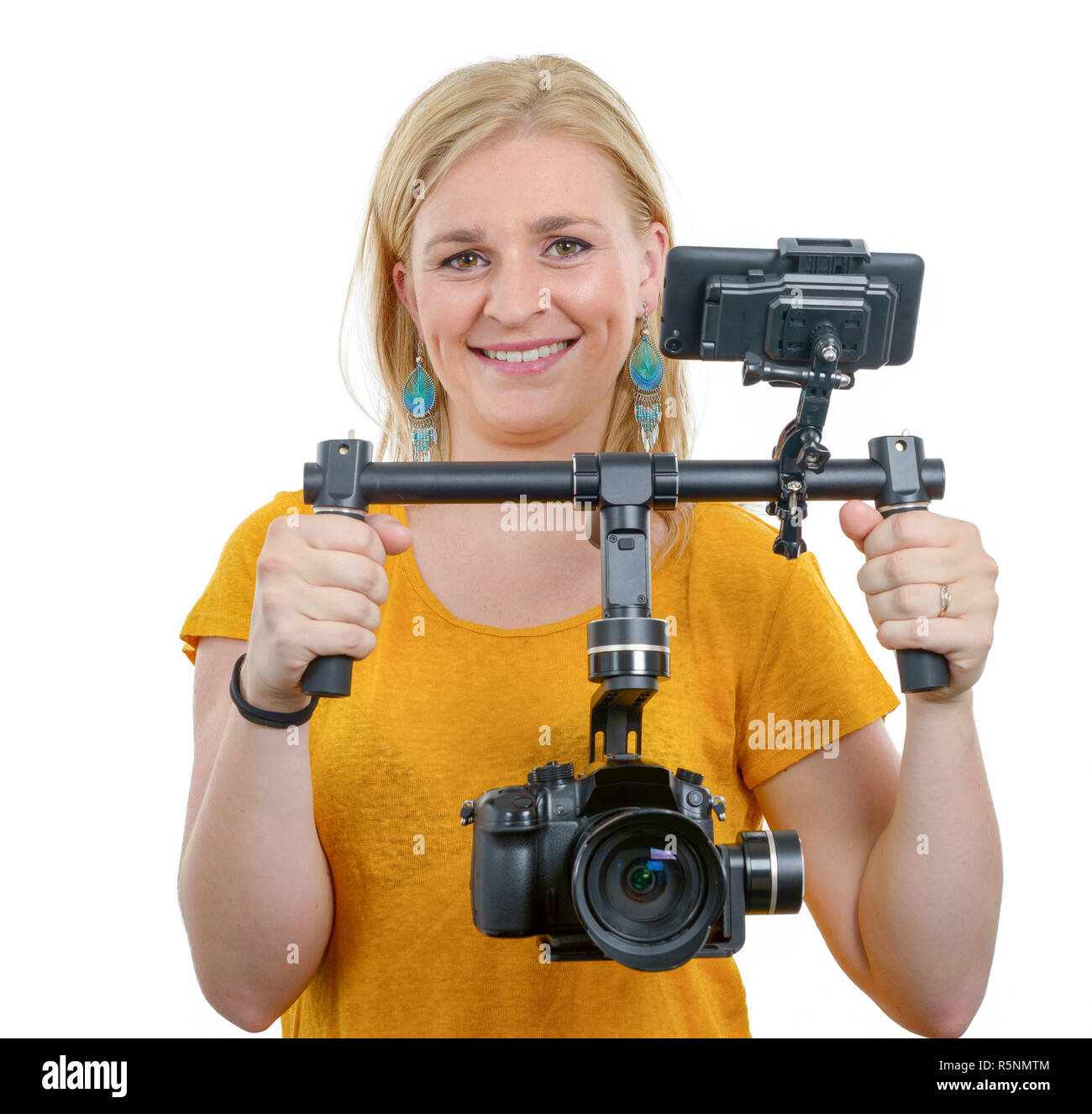 Mujer camarógrafo con steady cam Fotografía de stock - Alamy