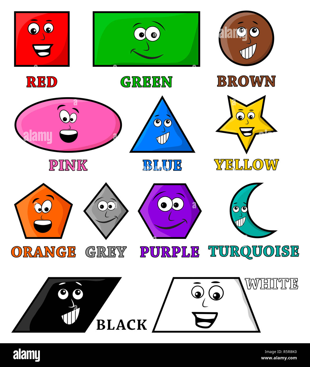 Colores de dibujos animados nombre y símbolo vector shape design Fotografía  de stock - Alamy