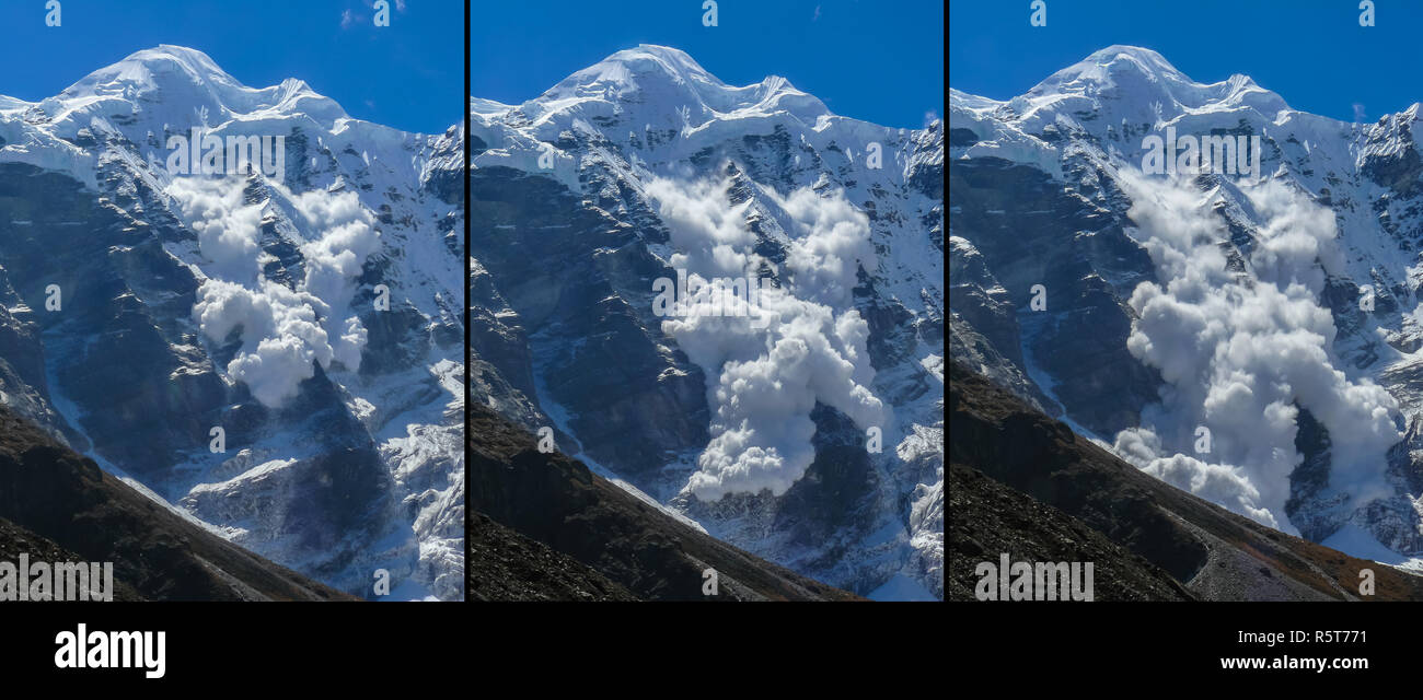Avalancha de hielo en el Himalaya Foto de stock