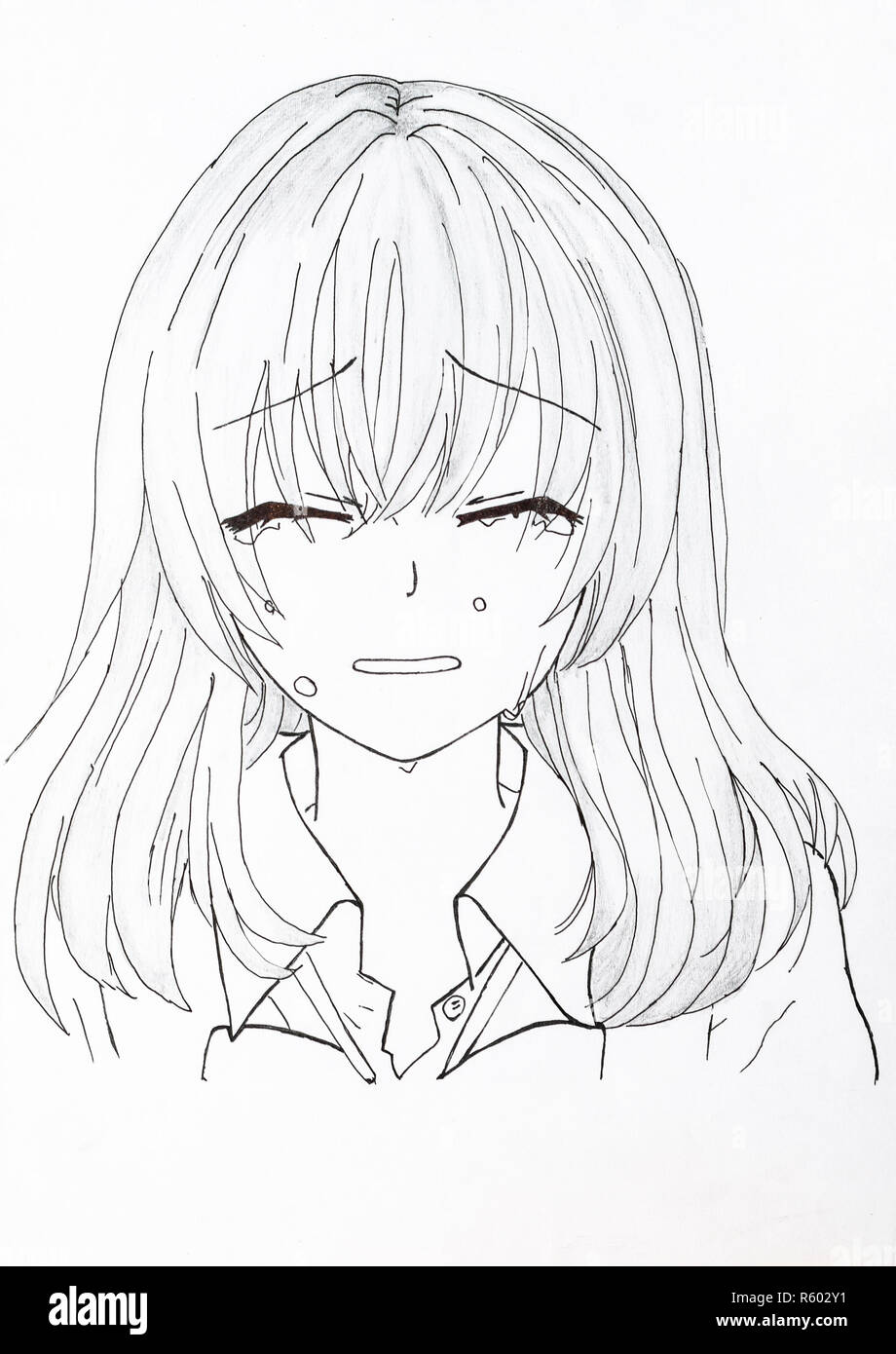 Dibujo en el estilo del anime. Imagen de una chica en la imagen Fotografía  de stock - Alamy