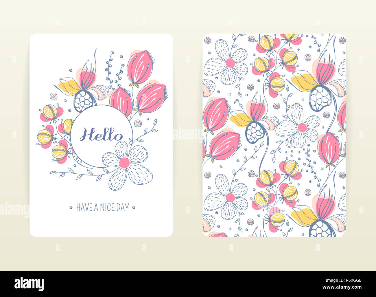 Diseño de portadas con dibujos florales. Flores creativas dibujados a mano.  Antecedentes artísticos y coloridos con flor Fotografía de stock - Alamy