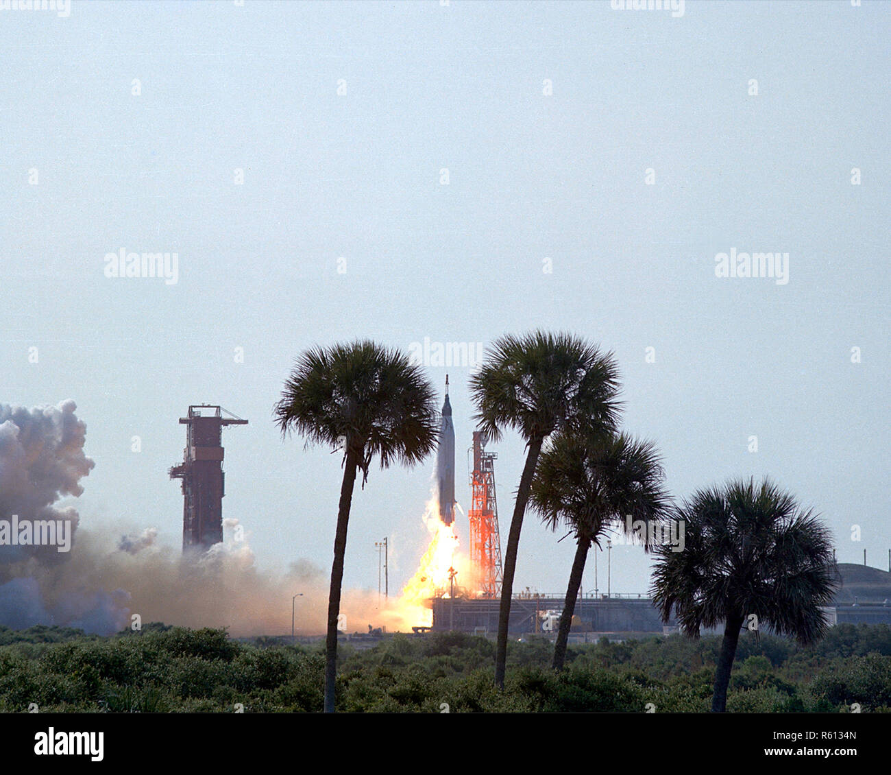 Lanzamiento del cohete Atlas 9 de Mercurio con el astronauta Gordon Cooper a bordo de Lanzamiento 14 en Cabo Cañaveral, Florida. Foto de stock