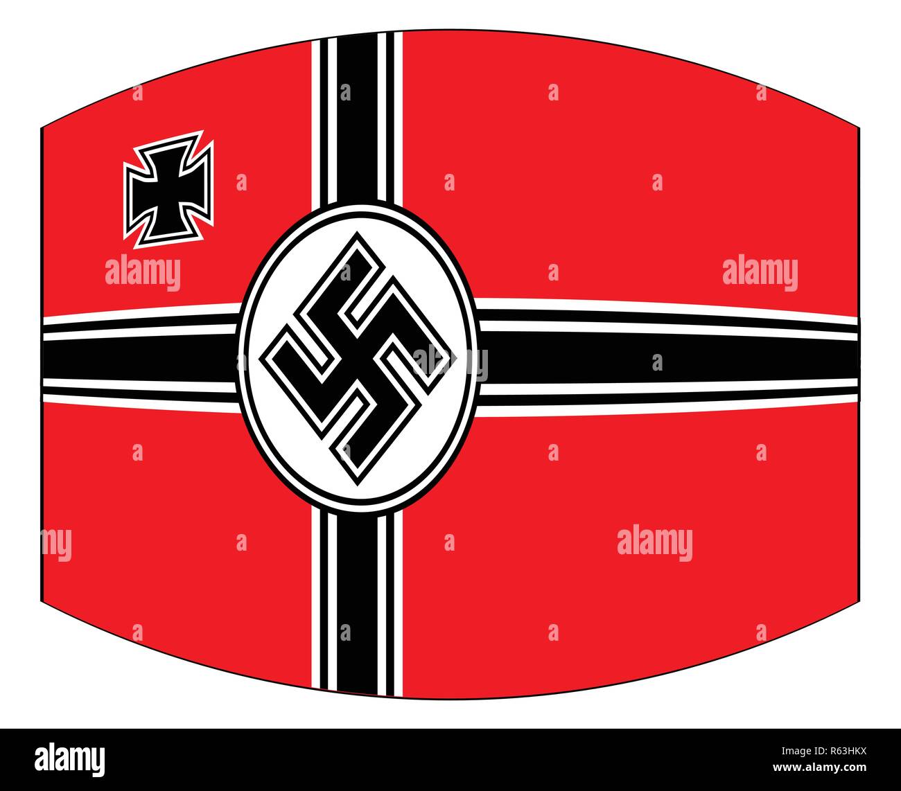 La bandera nazi utilizado en la Segunda Guerra Mundial con el vientre hinchado distorsión Ilustración del Vector