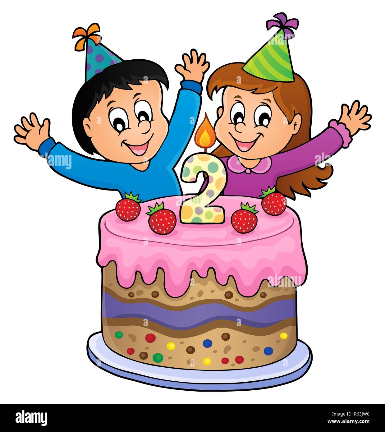Felices 2 Años - Hermosa imagen de pastel de feliz cumpleaños