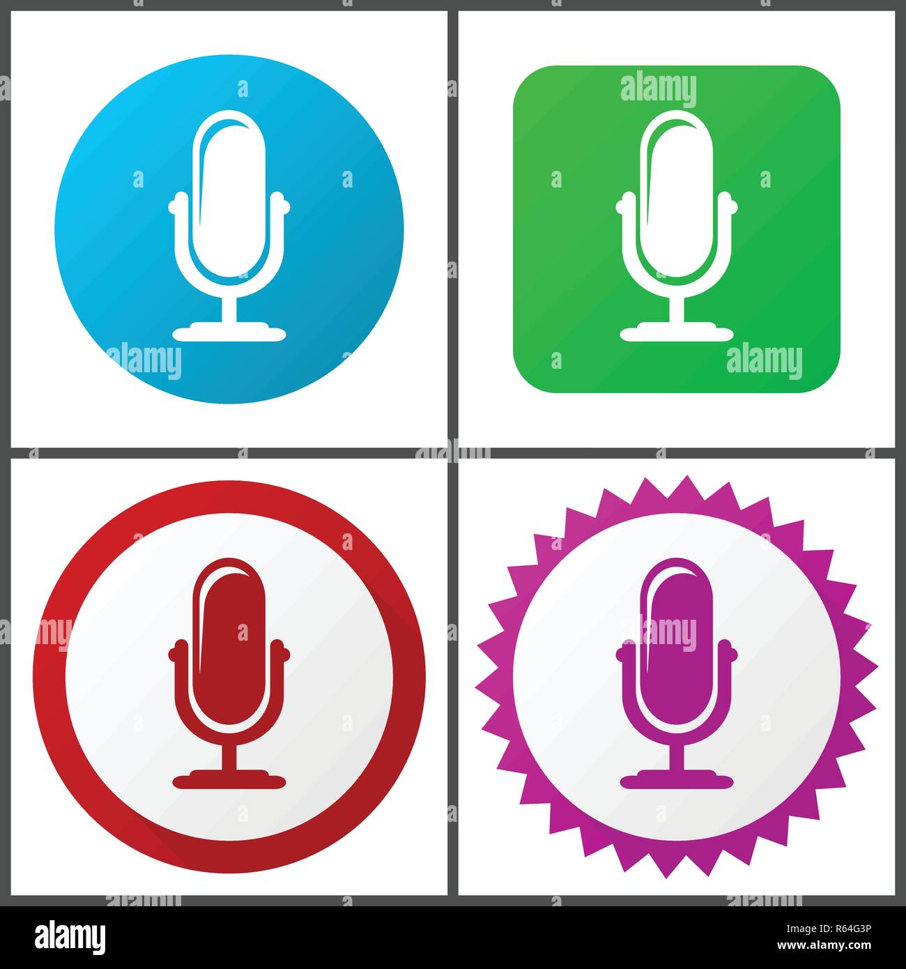 Micrófono rojo, azul, verde y rosa conjunto de iconos vectoriales. Iconos  de la Web. Diseño plano signos y símbolos fáciles de editar Imagen Vector  de stock - Alamy