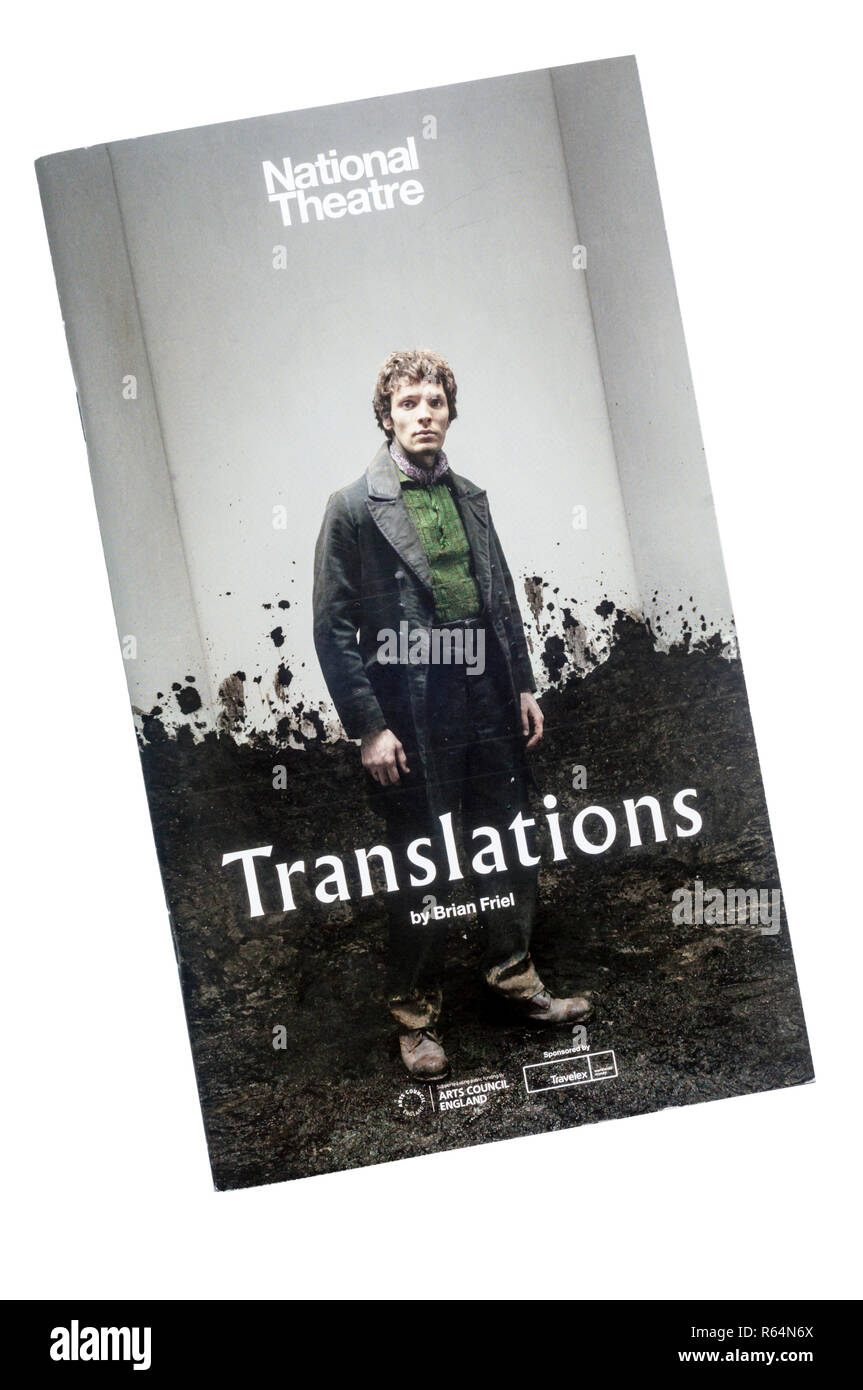 Programa para el 2018 reactivación de traducciones por parte de Brian Friel en el Teatro Nacional. Foto de stock