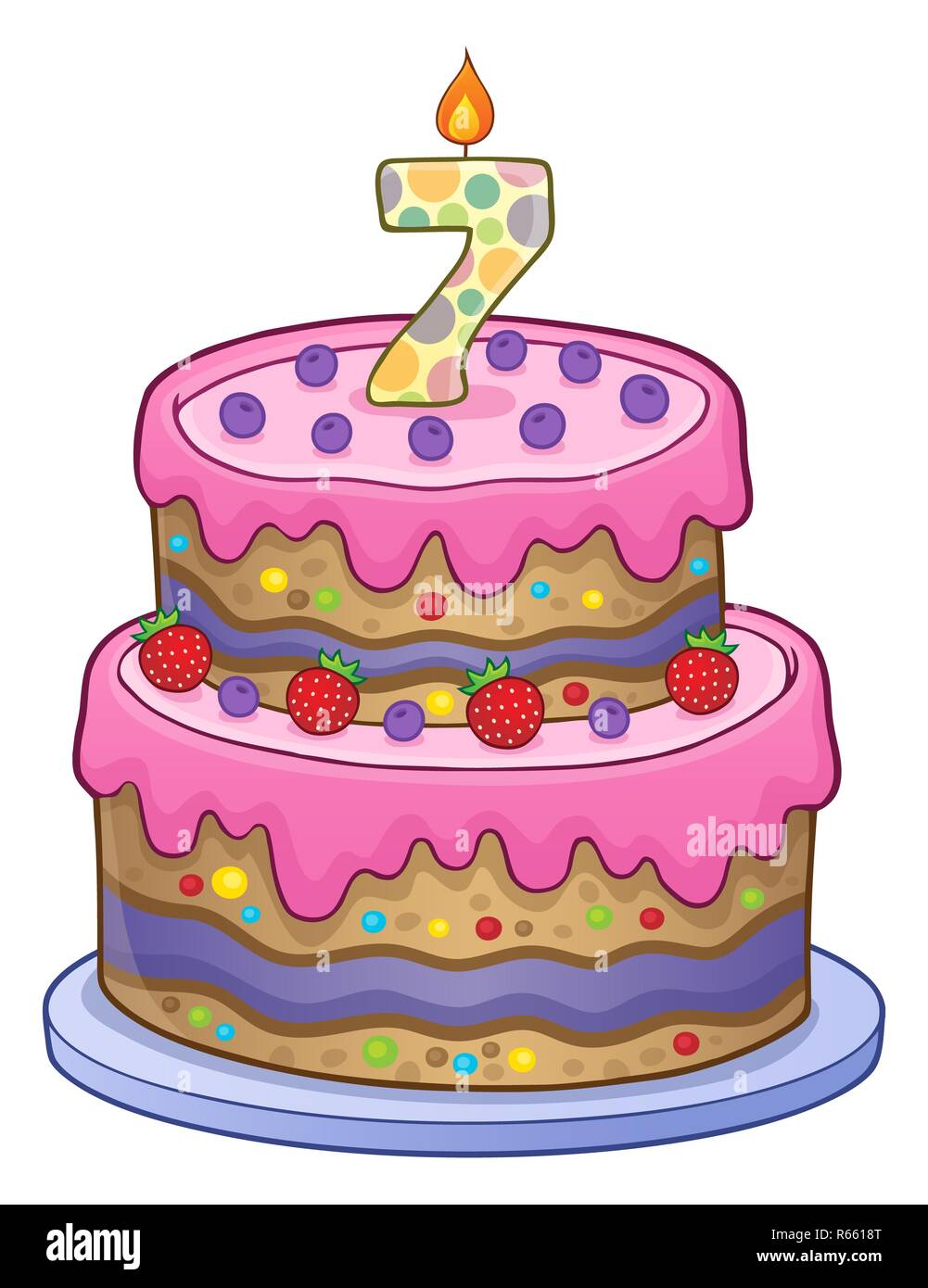 Pastel de cumpleaños imagen durante 7 años Foto de stock