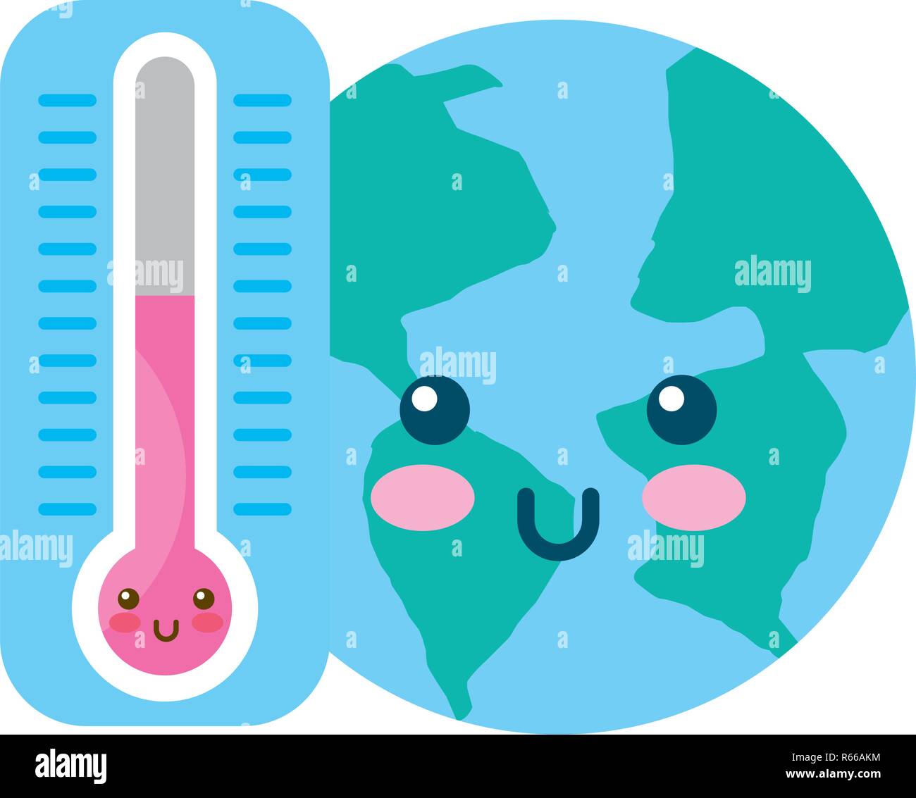 Kawaii world y termómetro cartoon Imagen Vector de stock - Alamy