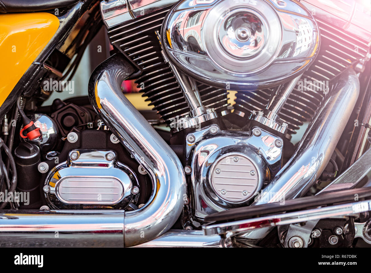 Vista detalle de motor de motocicleta Foto de stock