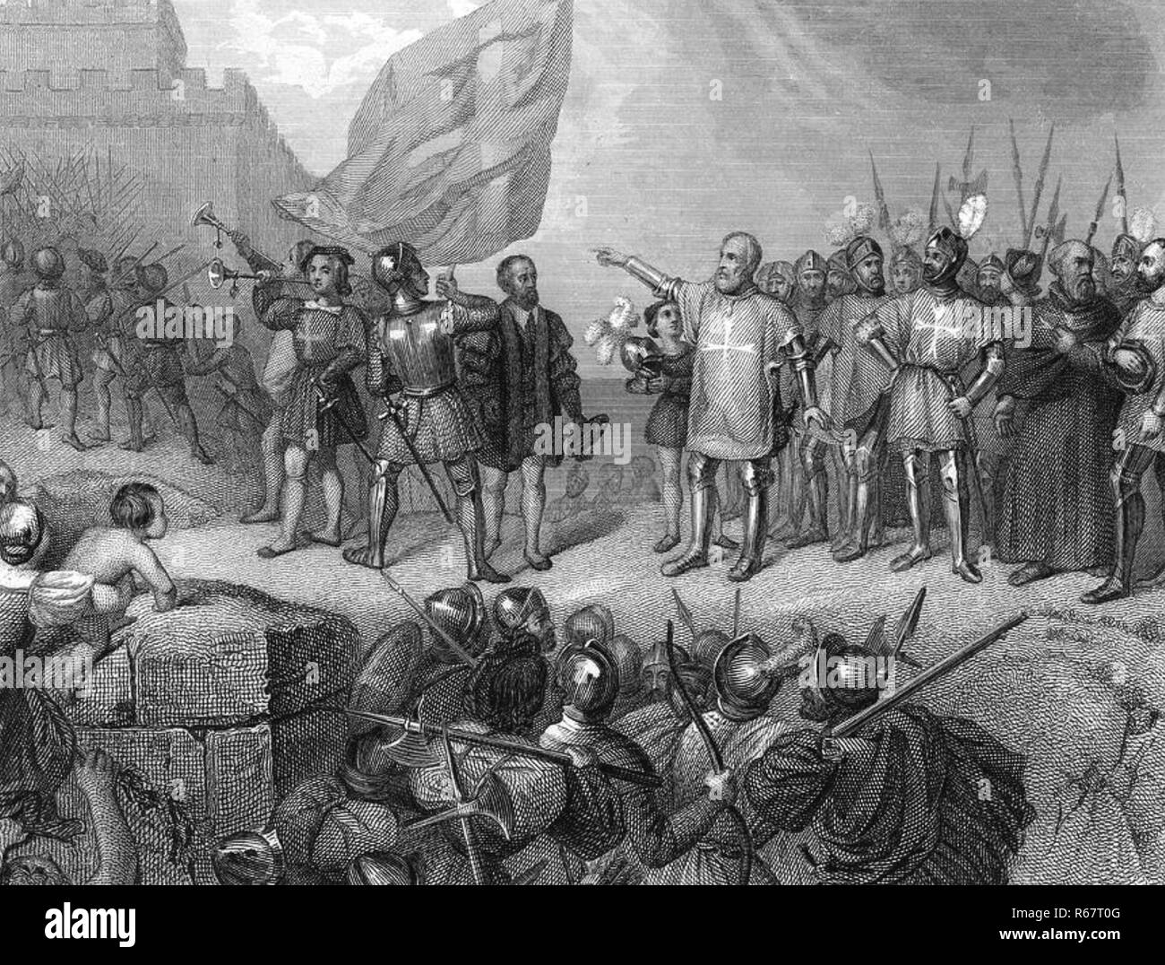 Gran Asedio DE MALTA, 1565 Los Caballeros Hospitalarios celebrar rechazar la invasión turca Foto de stock