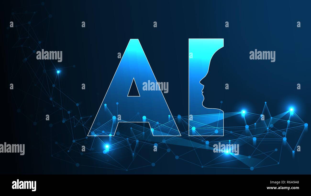 Inteligencia artificial AI concepto futurista. Derechos Big Data Visualization con Cyber mente. Máquina de aprendizaje profundo. Plexus abstracto Fondo de conexiones de red. Ilustración del Vector