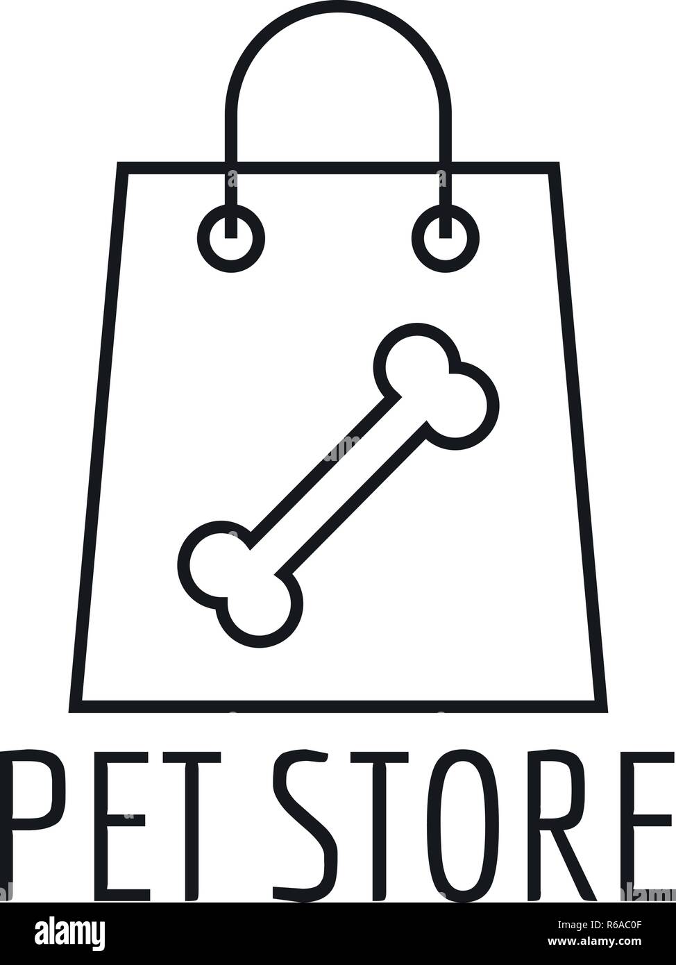 Pet Shop tienda Bolso logo. Esbozo de pet shop tienda bolsa vector logo