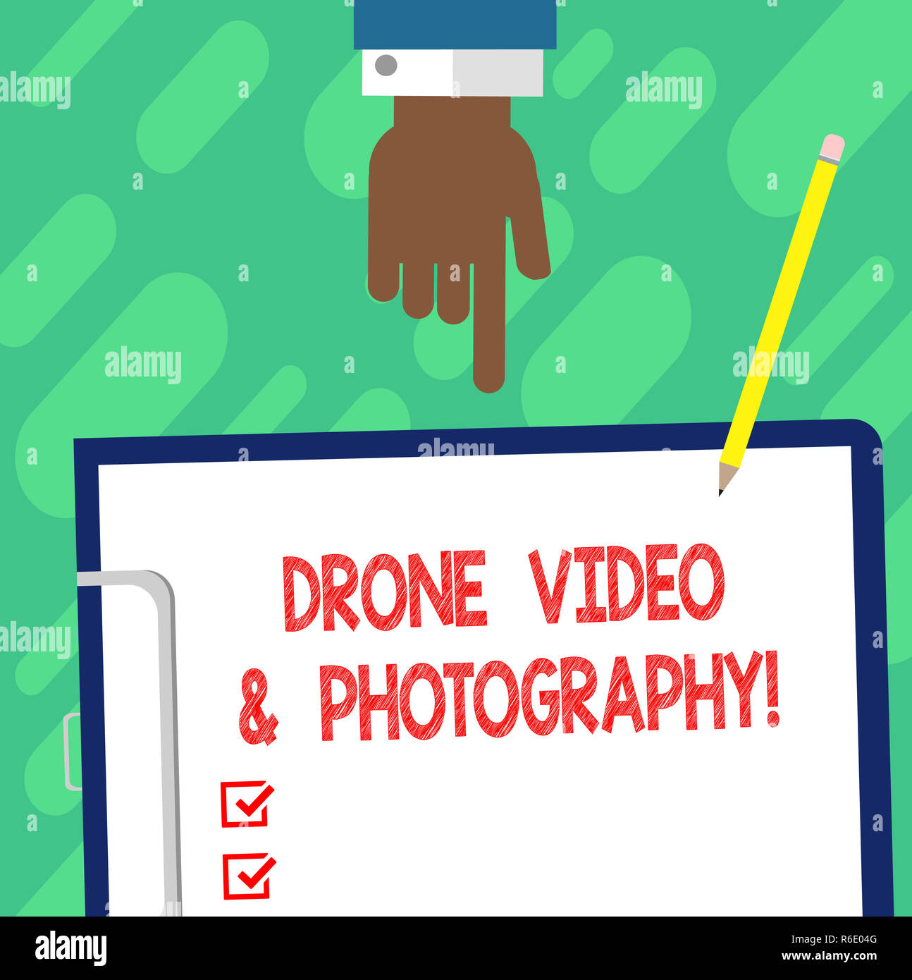 Escritura de texto escrito Drone el vídeo y la fotografía. Concepto  Significado moderna tecnología de cámara aérea advance análisis Hu mano  apuntando hacia abajo Clipbo Fotografía de stock - Alamy