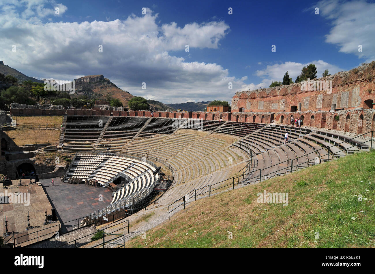 Ruinas del Teatro Griego de Taormina Sicilia Italia Foto de stock