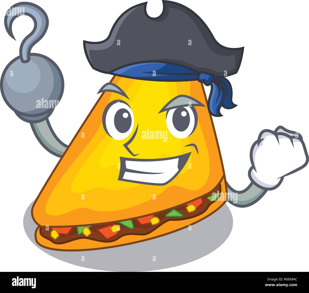 Quesadilla pirata con pollo y salsa cartoon ilustración vectorial