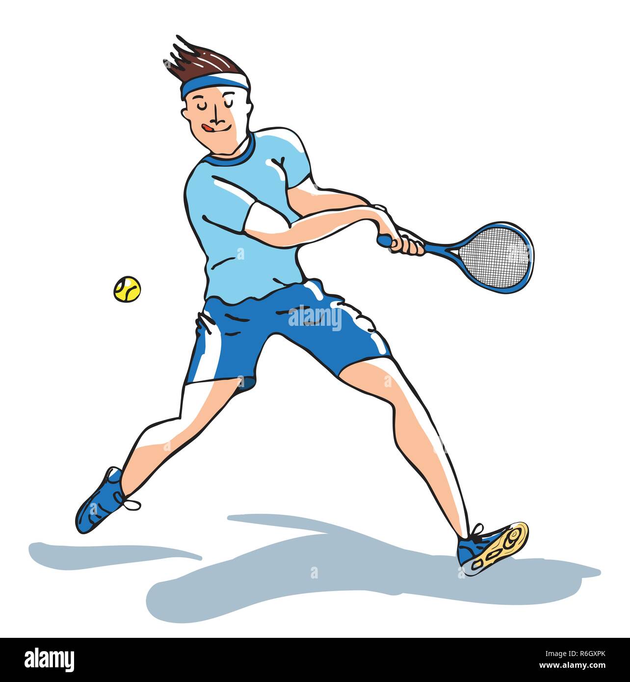 Ilustración del jugador de tenis masculino de realizar un golpe de