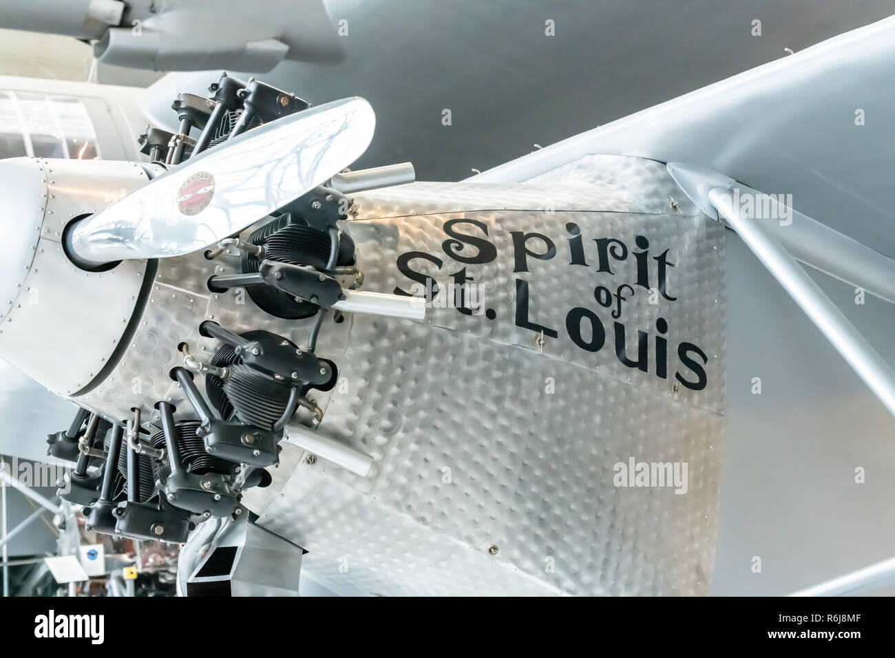 Charles Lindbergh del Espíritu de St. Louis réplica en Evergreen Aviation & Space Museum en McMinnville, Oregon Foto de stock