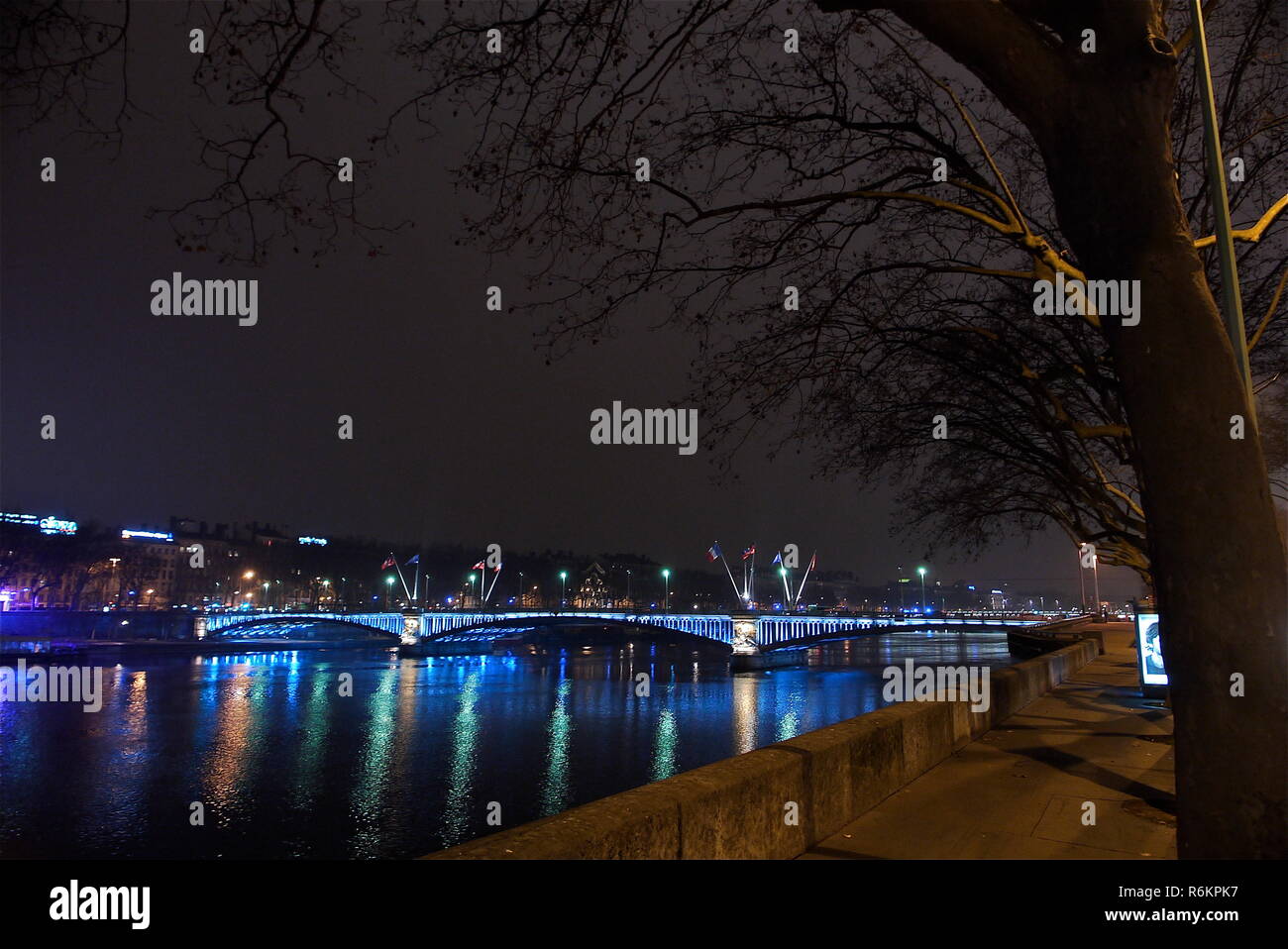 Lyon vestido de luces para las festividades del Día de Año Nuevo, Francia Foto de stock