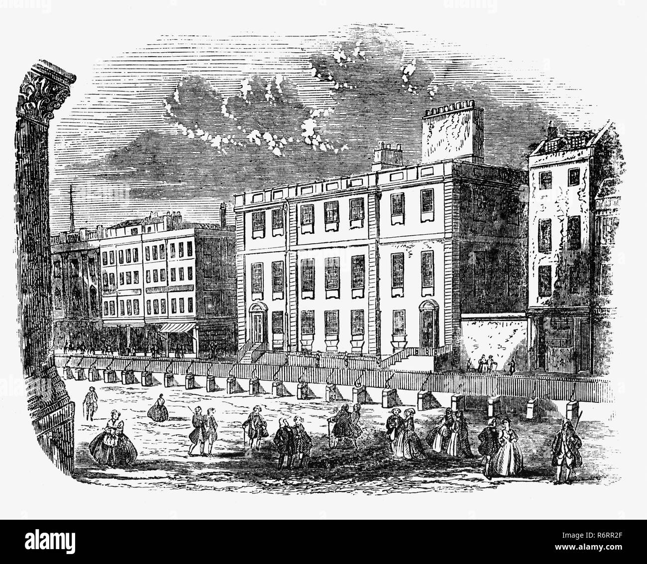 Diseñada y construida por Sir Christopher Wren y su hijo en 1715, el capítulo House es un elegante edificio de ladrillo rojo situado justo al lado de la Catedral de San Pablo, Londres, Inglaterra Foto de stock
