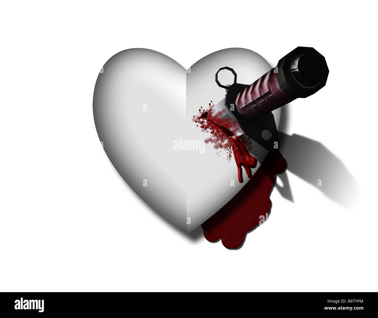 Herido. Corazón sangrando con cuchillo ensangrentado Fotografía de stock -  Alamy