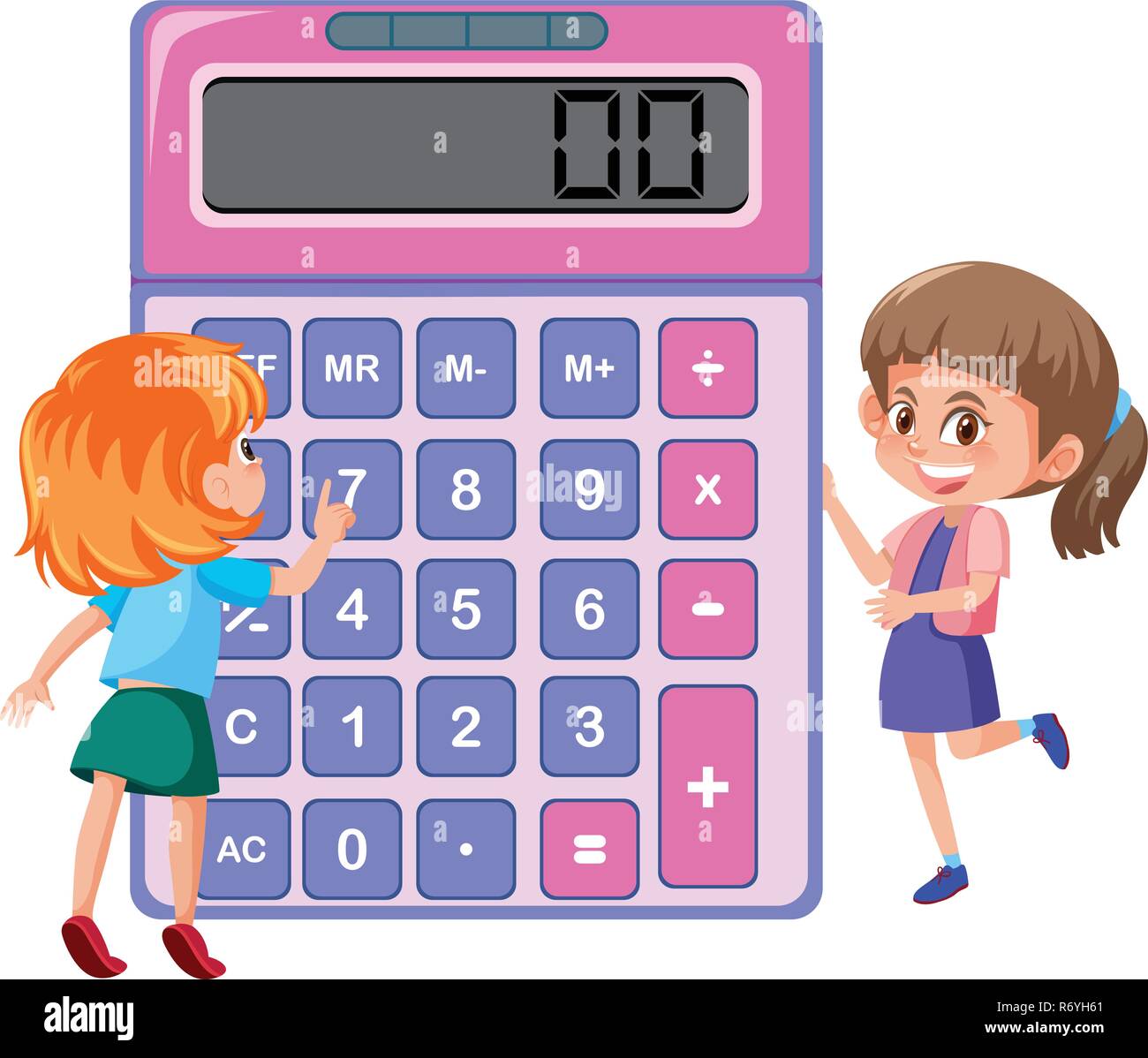 Los niños que aprenden con la calculadora ilustración Imagen Vector de  stock - Alamy