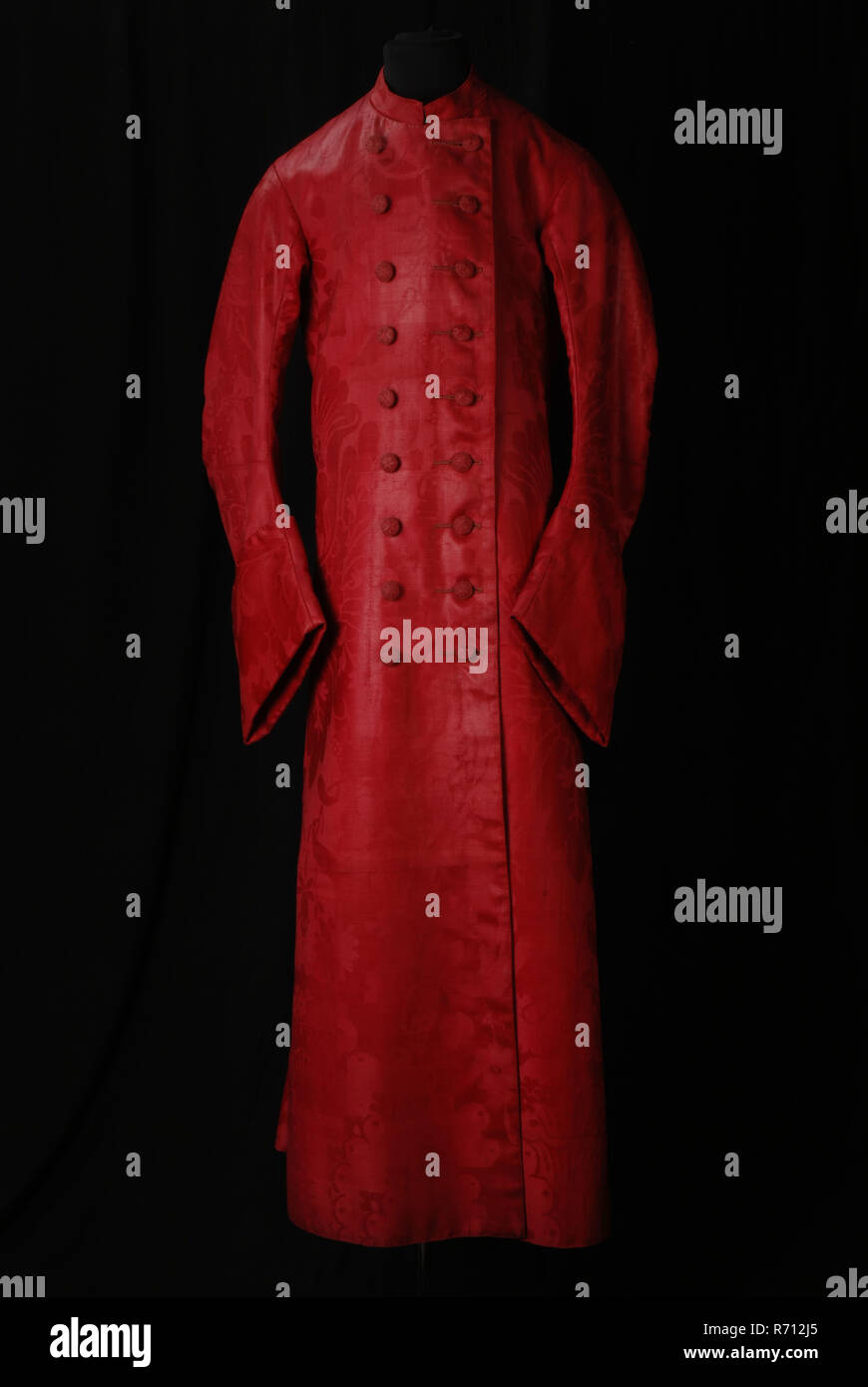 Bata con chaleco, rosa de Damasco rojo con motivo de flores grandes, doble  hilera de botones, bata de abrigo de la ropa de los hombres camiseta de  lana, manguito inferior, damasco textil