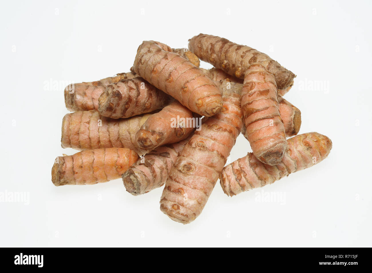 Raíz de la cúrcuma (Curcuma domestica) Foto de stock