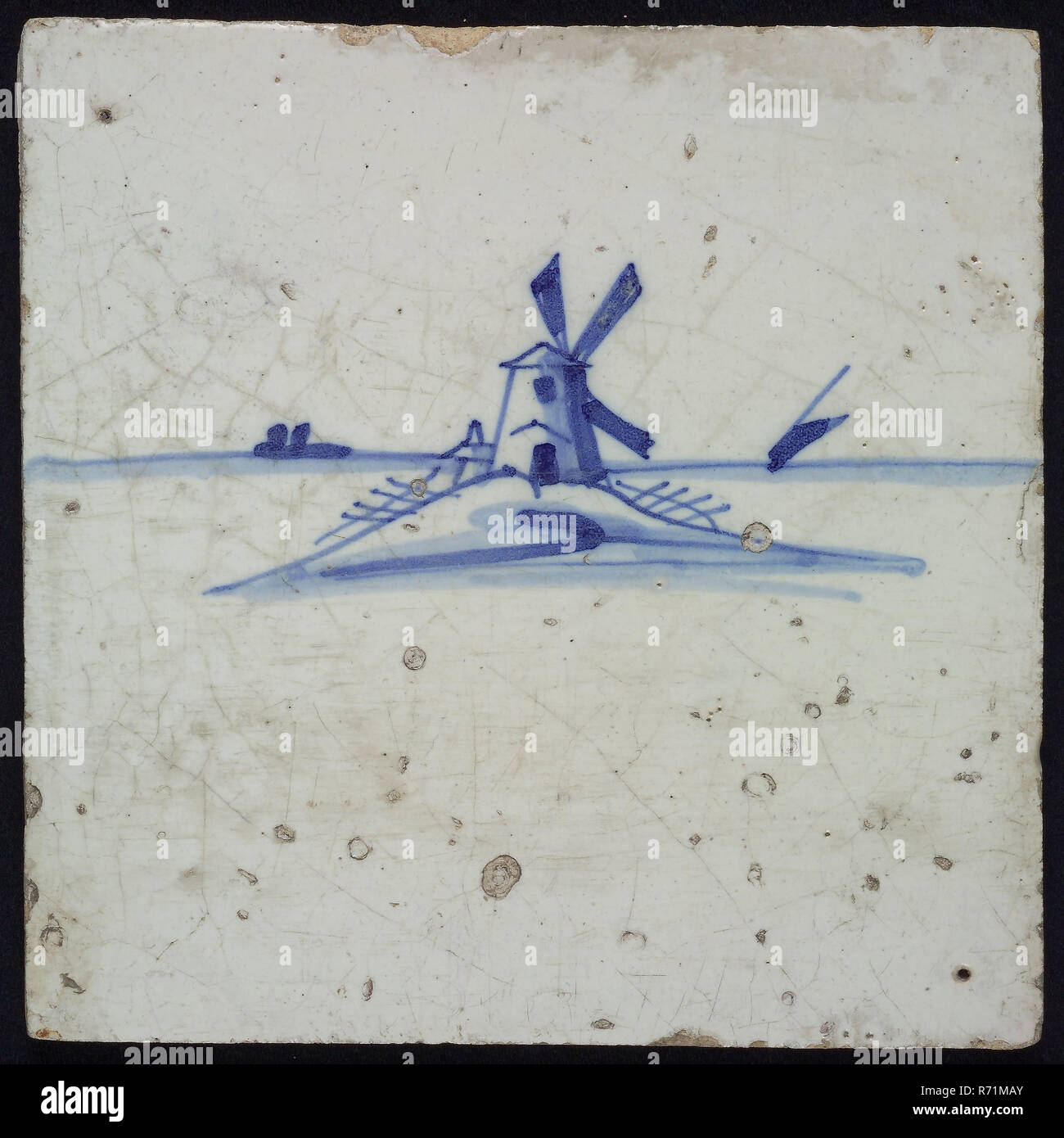 Mosaico Horizontal Con El Molino De Viento En El Monticulo