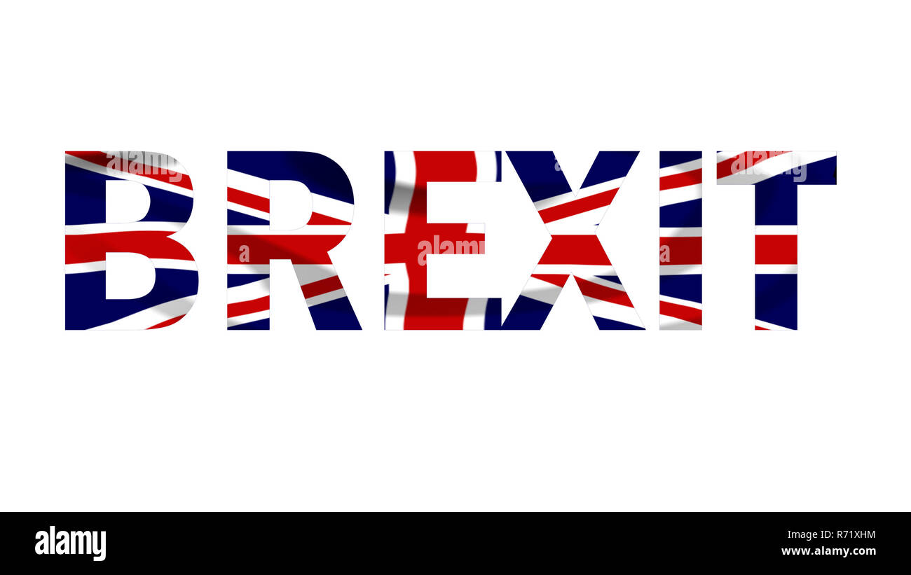 Concepto Brexit texto en los colores de la bandera Union Jack Foto de stock