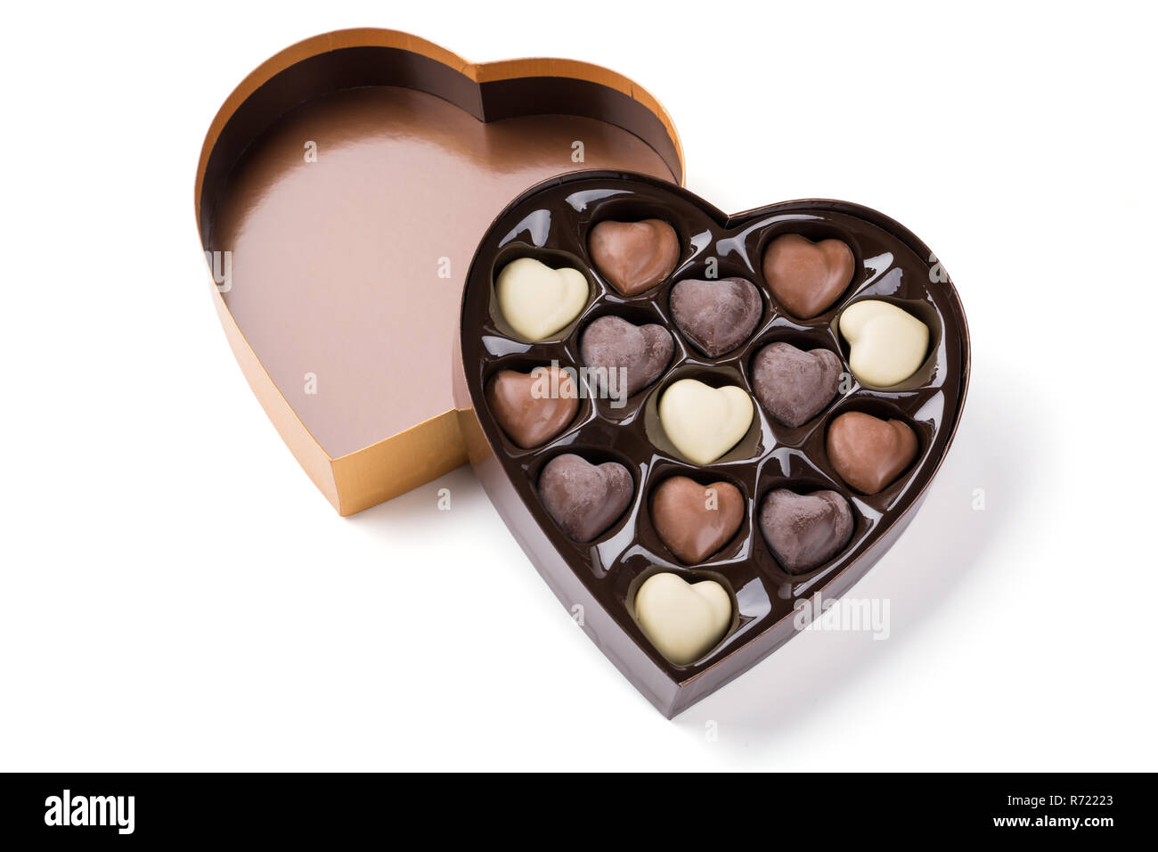 Caja en forma de corazón con chocolates variados. Grande