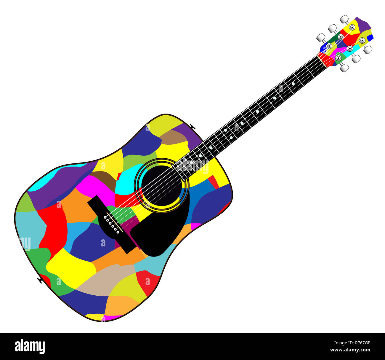 Arlequín Patchwork Guitarra acústica Fotografía de stock - Alamy