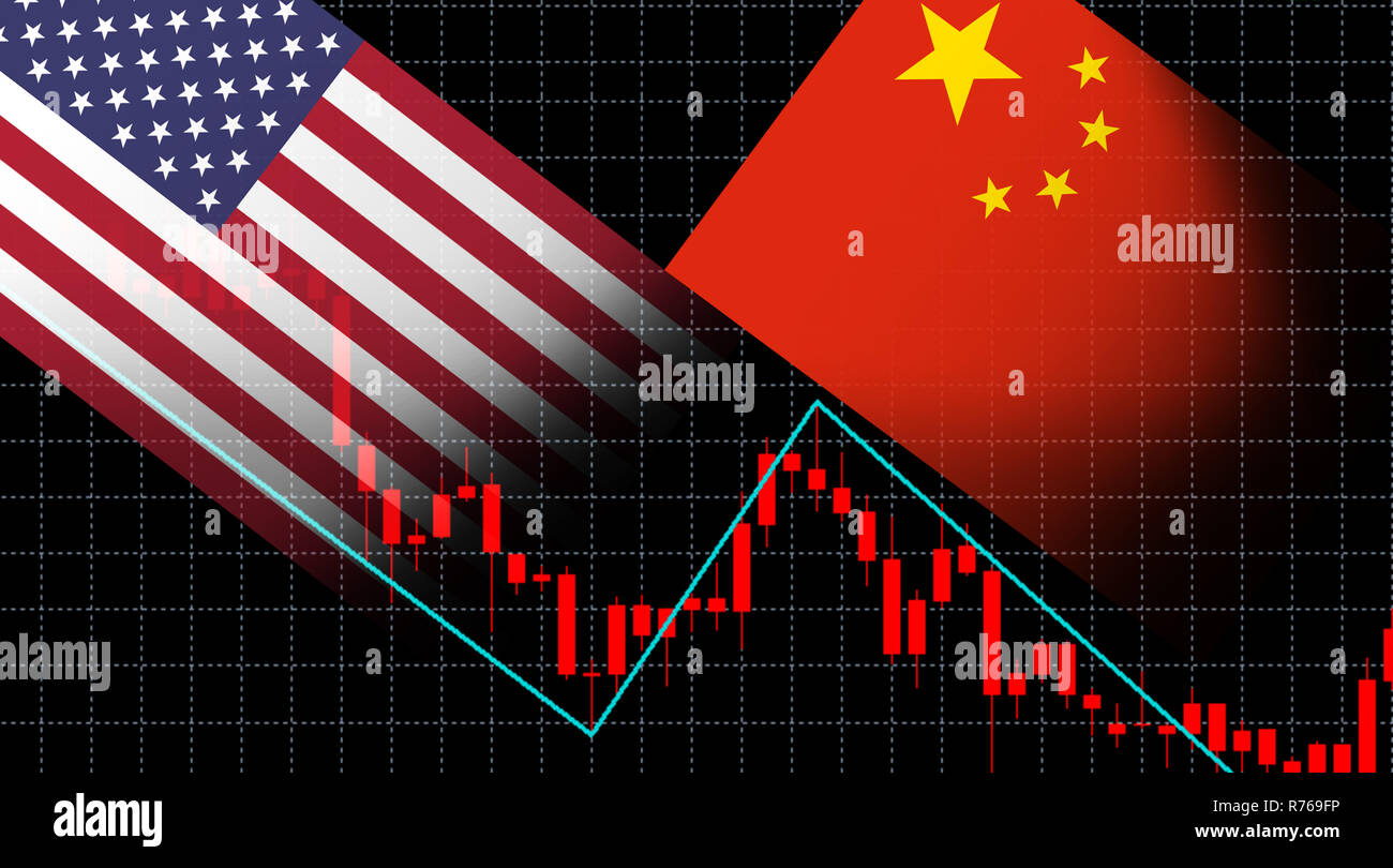 Crisis financiera bolsa de inversión pantalla gráfico de cotización en el  mercado de divisas Forex - Estados Unidos de América y China bandera  bandera / Dinero Financi Fotografía de stock - Alamy