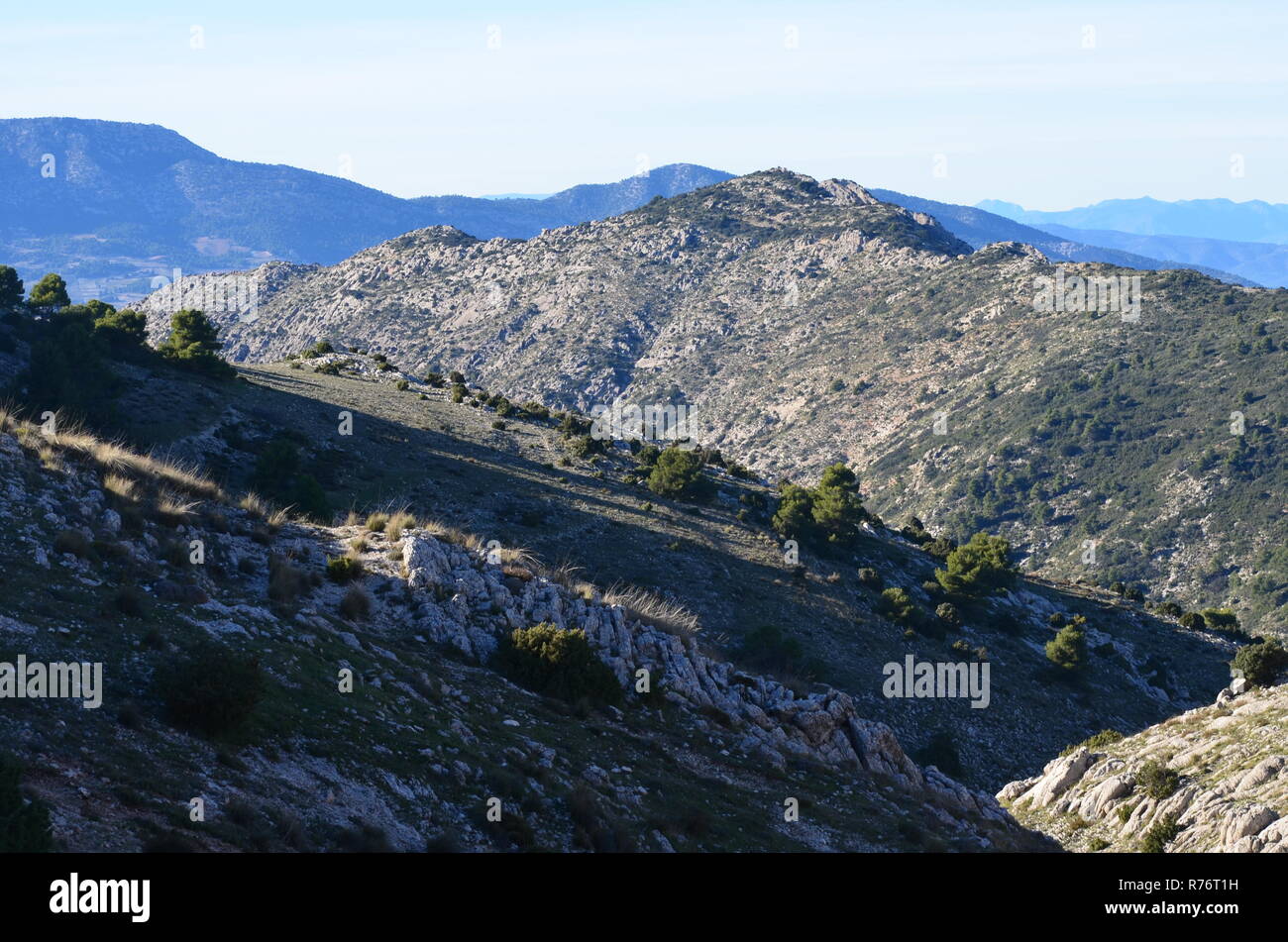 Morrón de Alhama mountain Trail, el macizo de Sierra Espuña, Murcia (sureste de España) Foto de stock