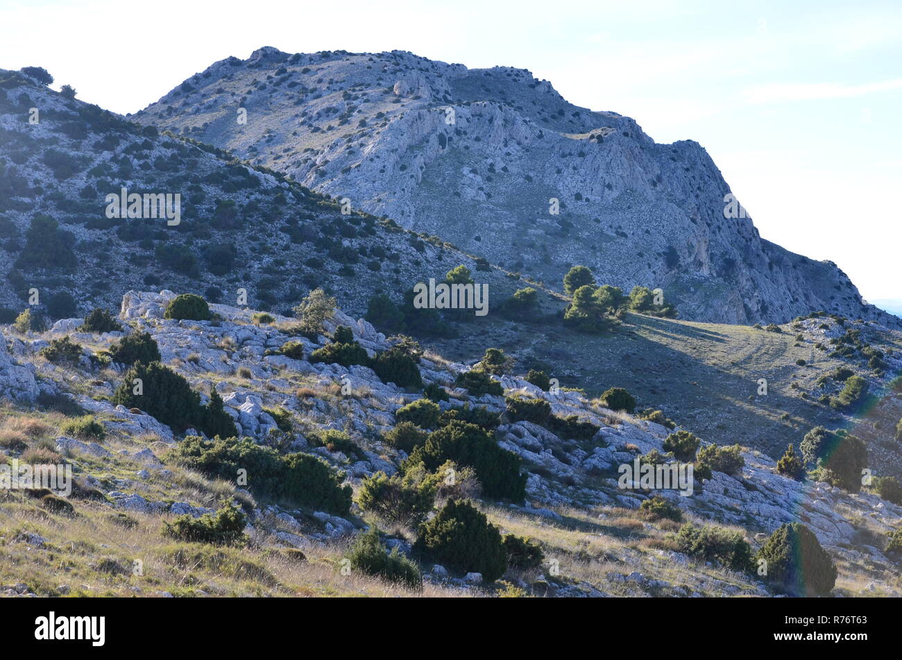 Morrón de Alhama mountain Trail, el macizo de Sierra Espuña, Murcia (sureste de España) Foto de stock