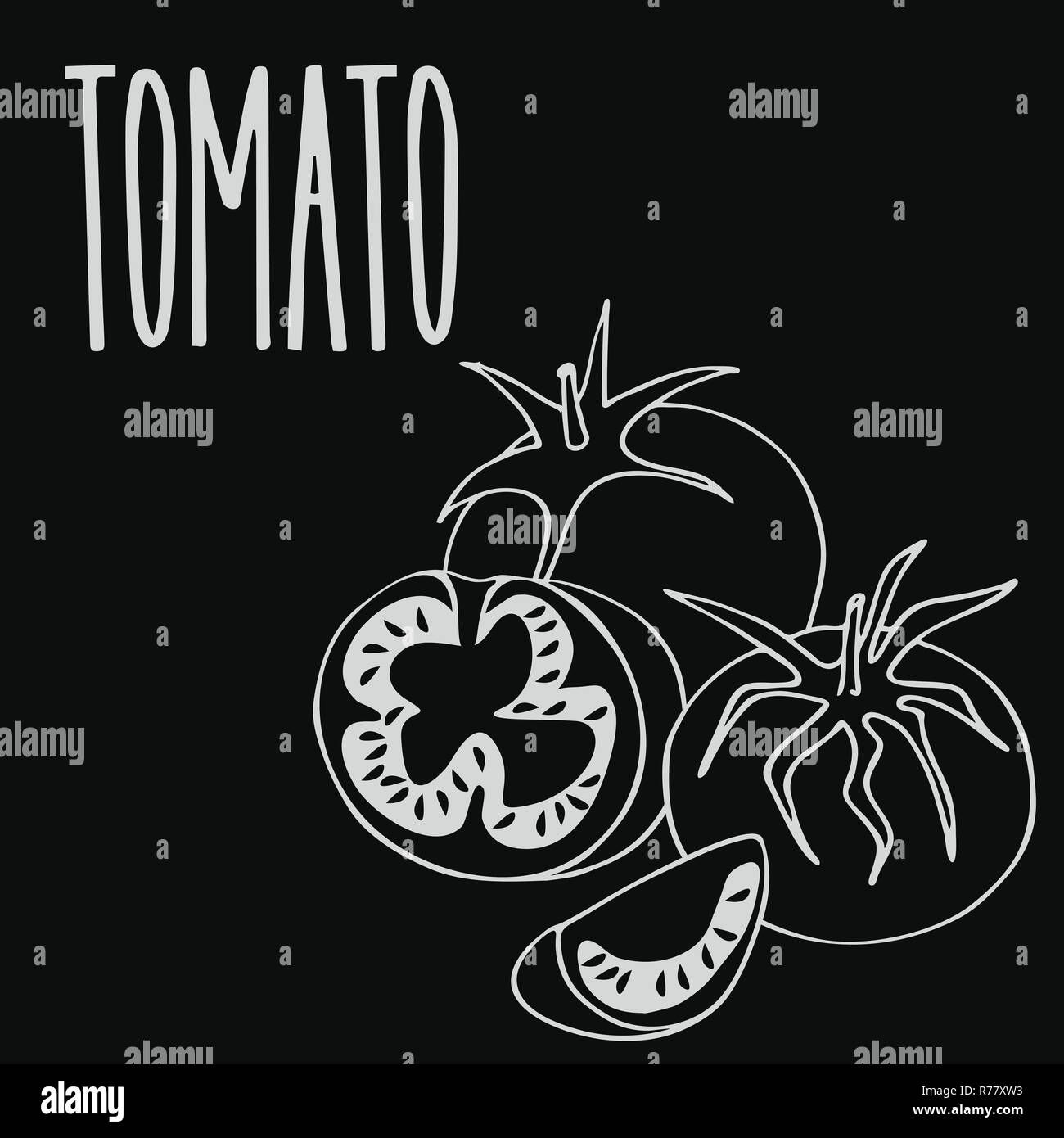 Pizarra de vegetales de tomate maduro Foto de stock