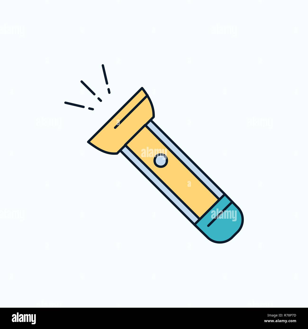 Antorcha, luz, flash, camping, senderismo plana. Icono verde y amarillo signo y símbolos para el sitio web y aplicación Móvil ilustración vectorial. Ilustración del Vector